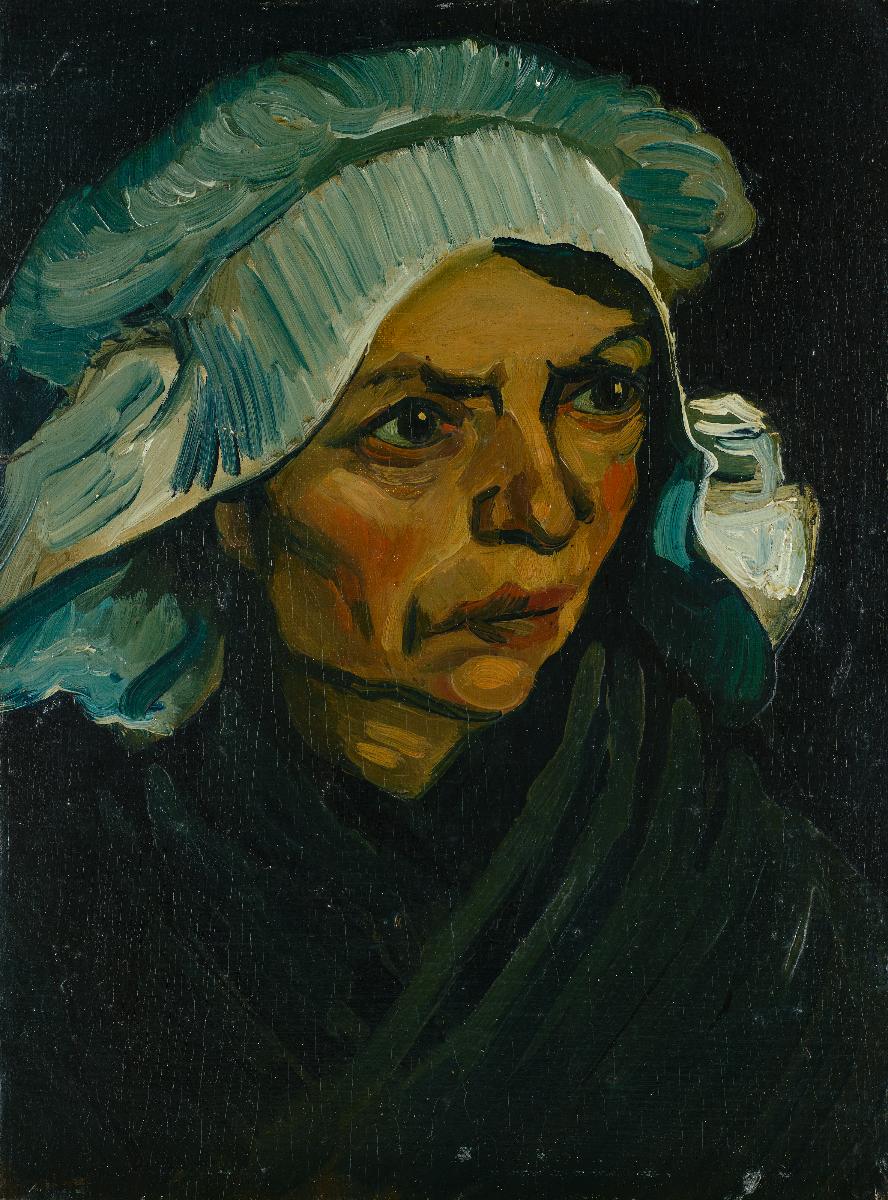 Reproduction du tableau « Tête de paysanne au bonnet blanc - Vincent van Gogh » par Alpha Reproduction en peinture à l’huile