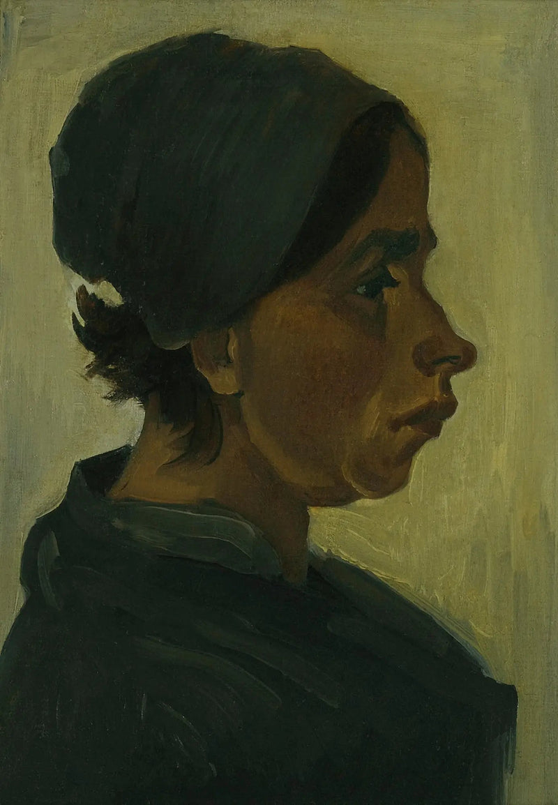 검은 모자를 쓴 농부 아가씨의 머리 - Vincent van Gogh