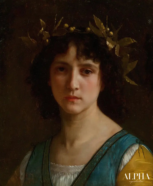 Tête d’Italienne avec une couronne de laurier - William Bouguereau Reproductions de tableaux à la peinture à l’huile