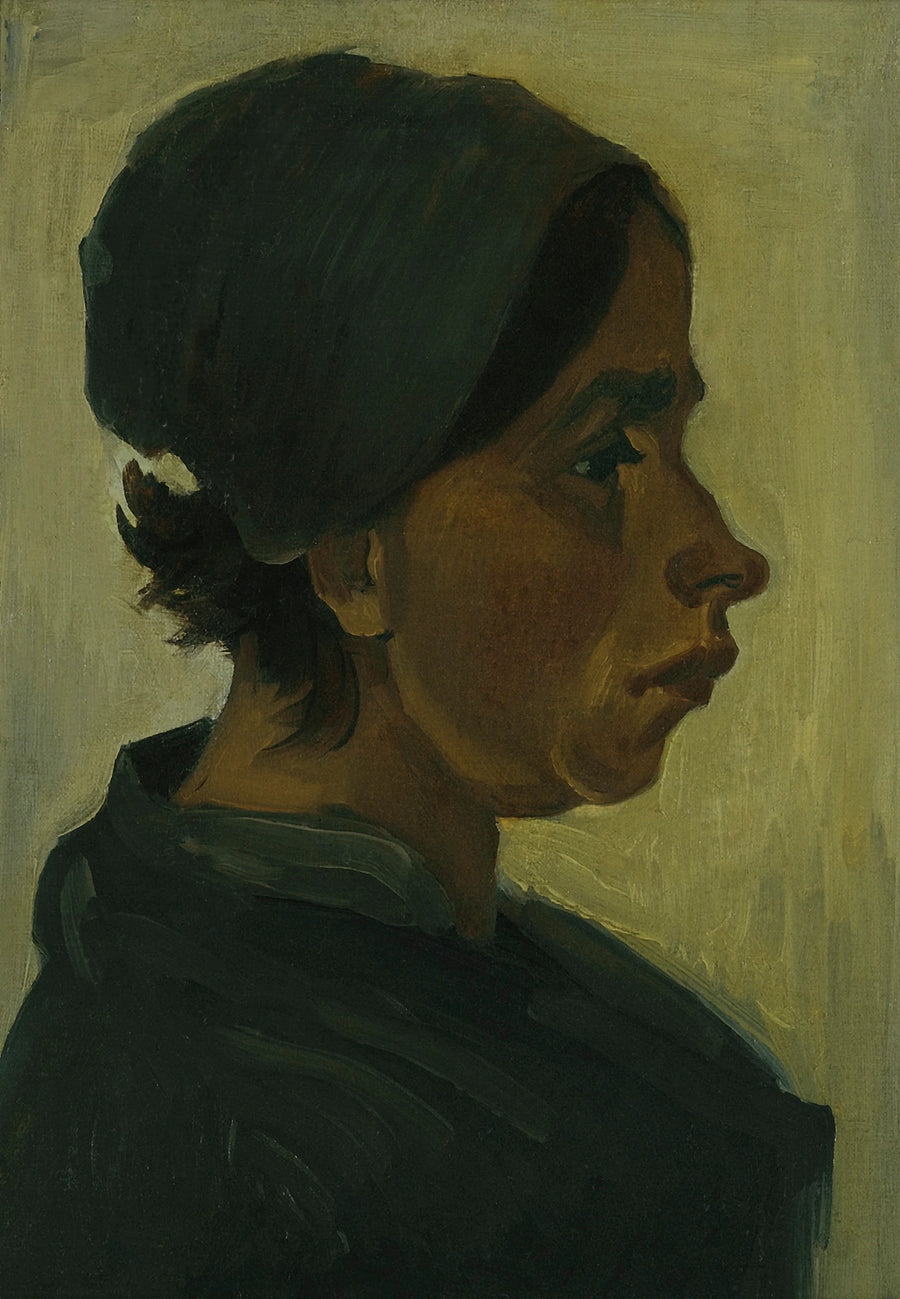검은 모자를 쓴 농부 아가씨의 머리 - Vincent van Gogh