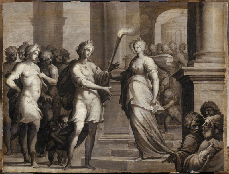 Théagène reçoit le flambeau des mains de Chariclée - Ambroise Dubois