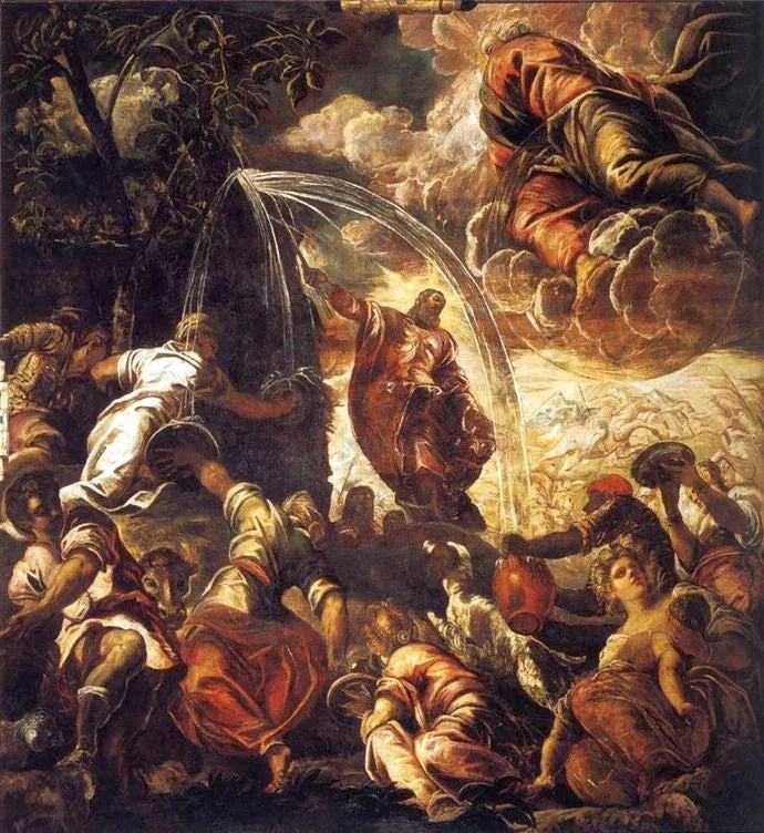 Moïse faisant jaillir l'eau du rocher - Le Tintoret