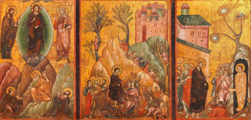 변모, 예루살렘 입성 예수 그리스도와 나사로의 부활 - Guido da Siena