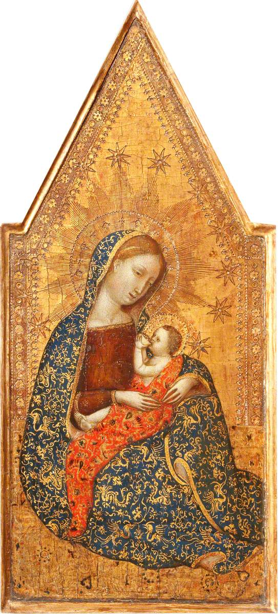 트립티크: 겸손의 성모 마리아(가운데); 탄생 장면(왼쪽); 십자가에 못 박히심(오른쪽); 수태고지(왼쪽 위와 오른쪽 위) - 프란체스쿠치오 기시