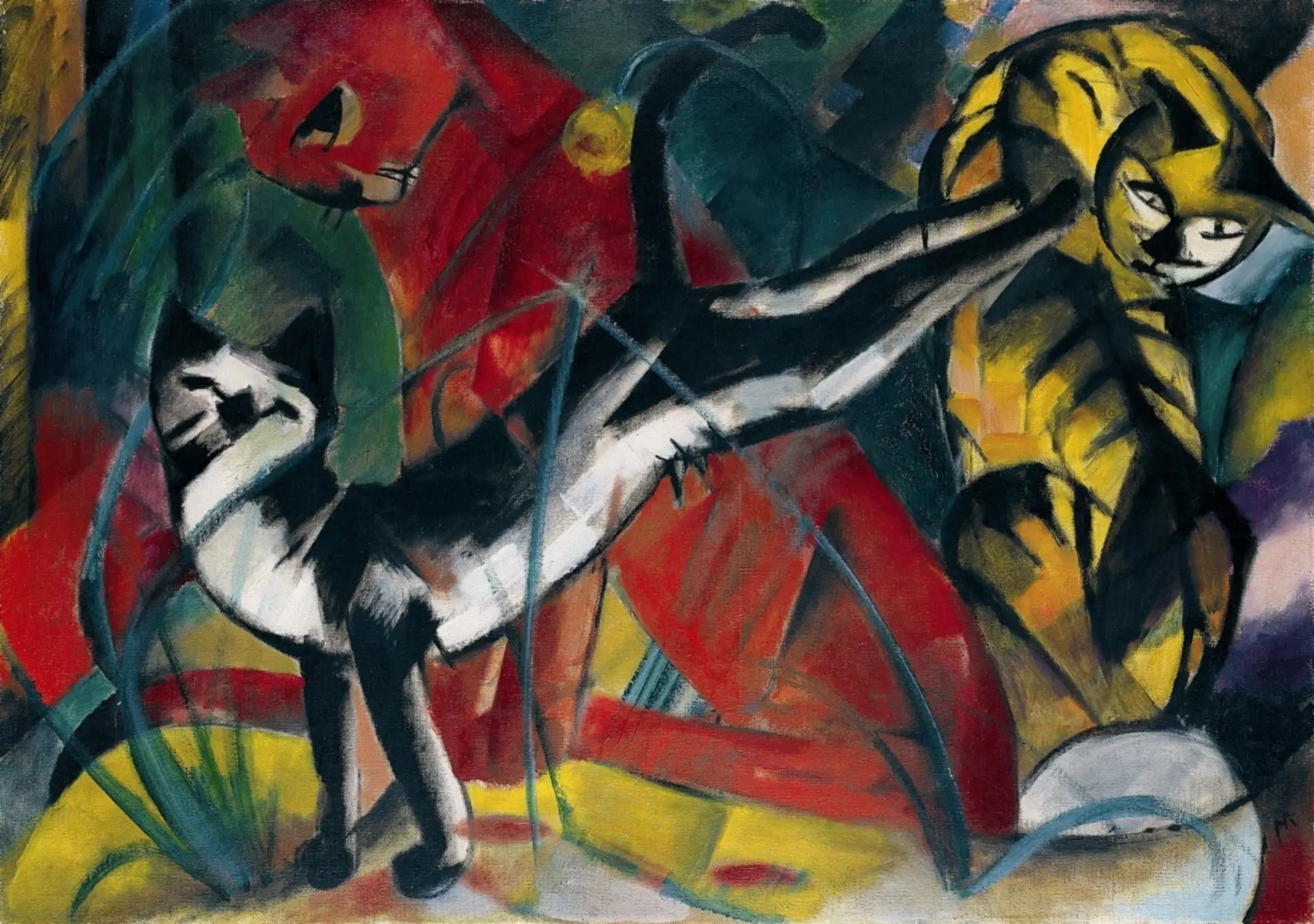 Trois chats - Franz Marc image 1 tableau peint à l’huile sur toile
