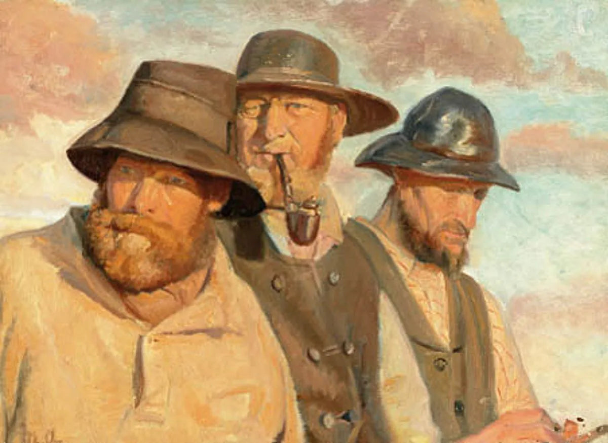 Trois pêcheurs de Skagen. - Michael Peter Ancher image 1 copie peinte à la main à l’huile