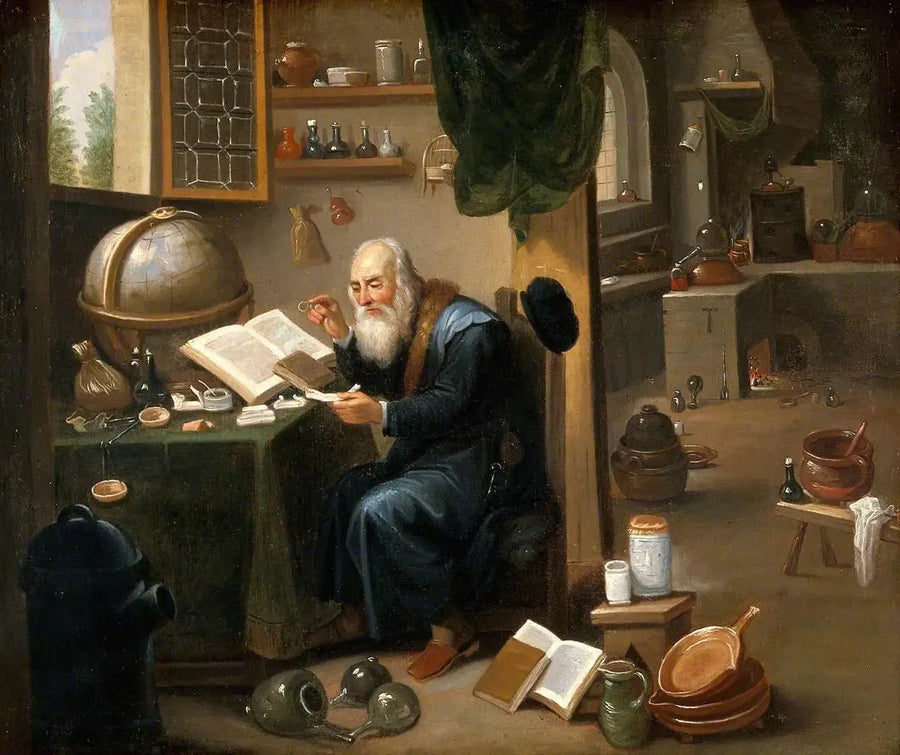 연구실에 있는 연금술사. - 데이비드 테니어스 더 젊은이

Source:
Un alchimiste dans son laboratoire. - David Teniers le Jeune