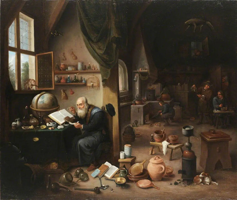 연구실에 있는 연금술사 - 다비드 테니에르 더 쥬네

Source:
Un alchimiste dans son laboratoire - David Teniers le Jeune