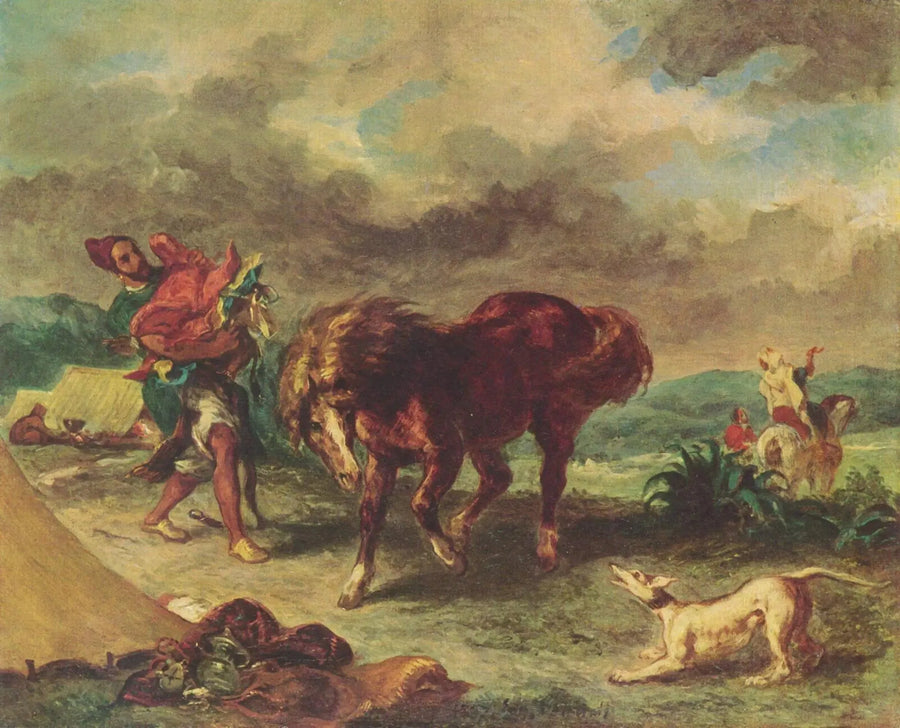 Un Arabe sellant son cheval - Eugène Delacroix image 1 tableau peint à l’huile sur toile