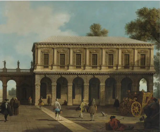 산 마르코 감옥의 일시적인 풍경, 마차와 도시 주민들이 있는 광장에 위치 - 카날레토

Source:
Un Capriccio des prisons de San Marco situé sur une place avec un carrosse et des habitants de la ville - Canaletto