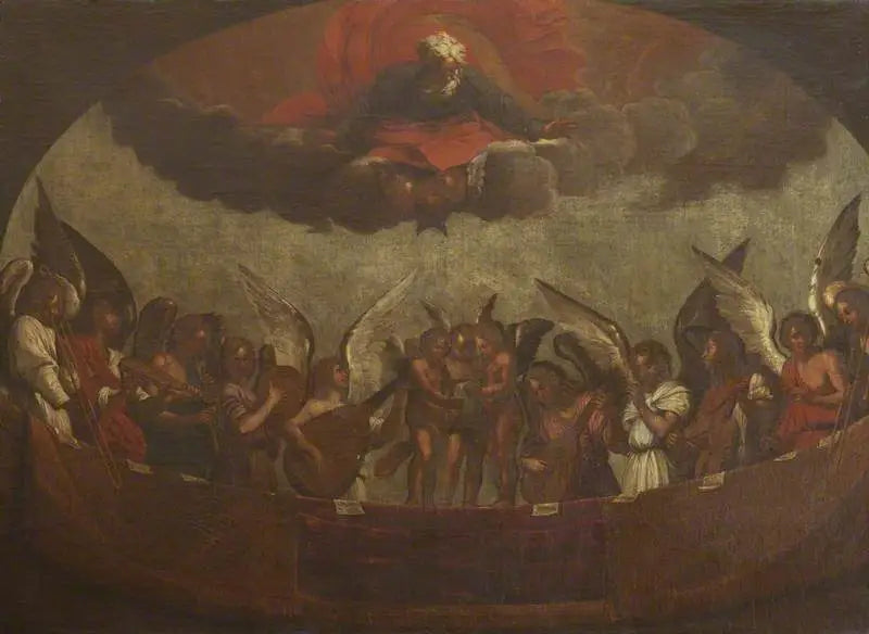 하느님 아버지 위에서 노래하고 악기를 연주하는 천사들의 합창 - Guido Reni