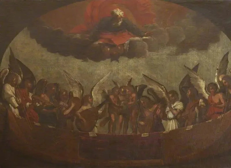 하느님 아버지 위에서 노래하고 악기를 연주하는 천사들의 합창 - Guido Reni