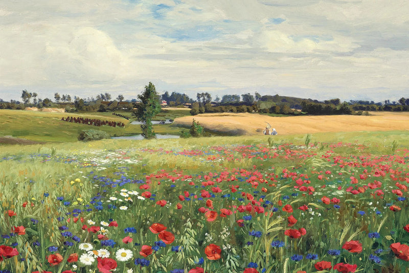 블루베리, 양귀비, 데이지가 피어난 들판 - H. A. Brendekilde

Source:
Un champ de bleuets, de coquelicots et de marguerites. - H. A. Brendekilde