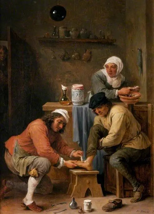 농부의 발을 치료하는 외과의사 - 다비드 테니에르 더 쥬네

Source:
Un chirurgien soignant le pied d'un paysan - David Teniers le Jeune