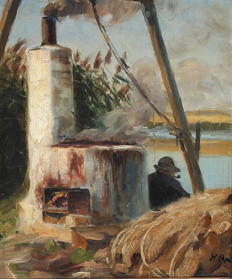 김이 나는 오븐 앞에 앉아 있는 남자 - H. A. Brendekilde

Source:
Un homme assis devant le four fumant. - H. A. Brendekilde