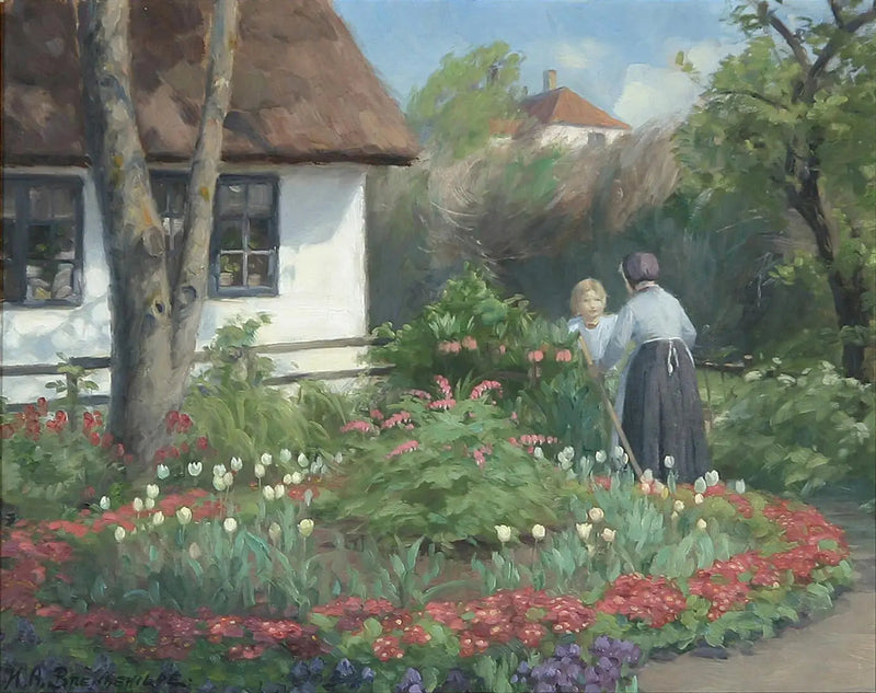 여름날 정원에서. 두 여성이 대문 앞에서 이야기하고 있다. - H. A. Brendekilde

Source:
Un jour d'été au jardin. Deux femmes discutent devant le portail. - H. A. Brendekilde
