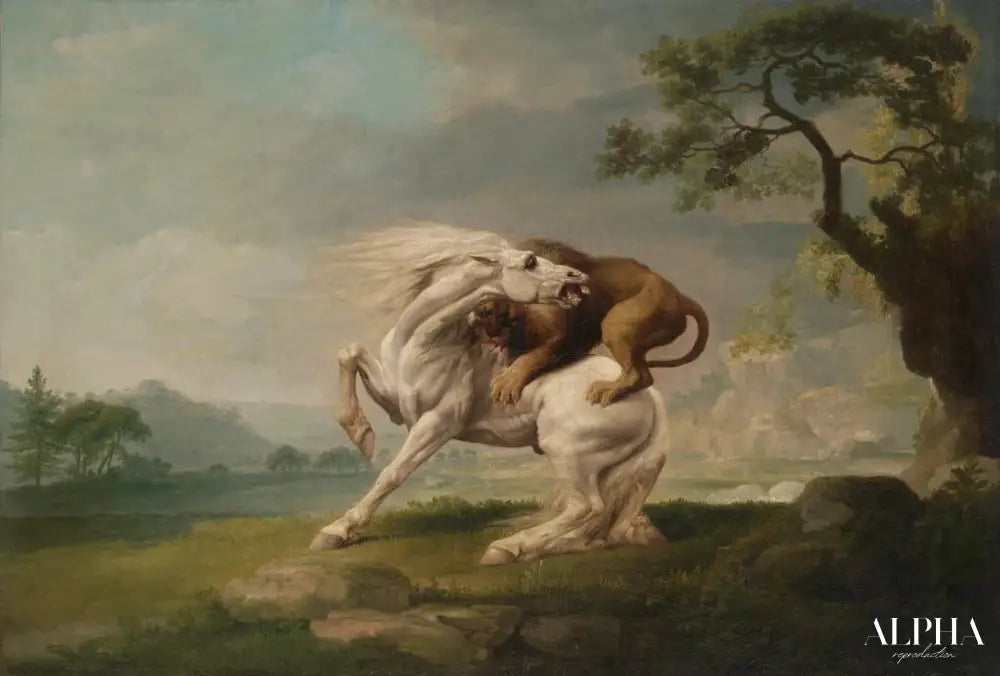 Un lion attaquant un cheval - George Stubbs - Reproductions de tableaux et peintures haut de gamme