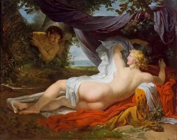 젊은 포우너에 의해 깨어난 박하사탕 - 찰스 메이니에르

Source:
Une Bacchante éveillée par un jeune faune - Charles Meynier