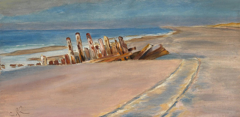 스케이겐 북부 해변의 난파선. 모래 위에 깊은 바퀴 자국. - 페더 세베린 크뢰이어