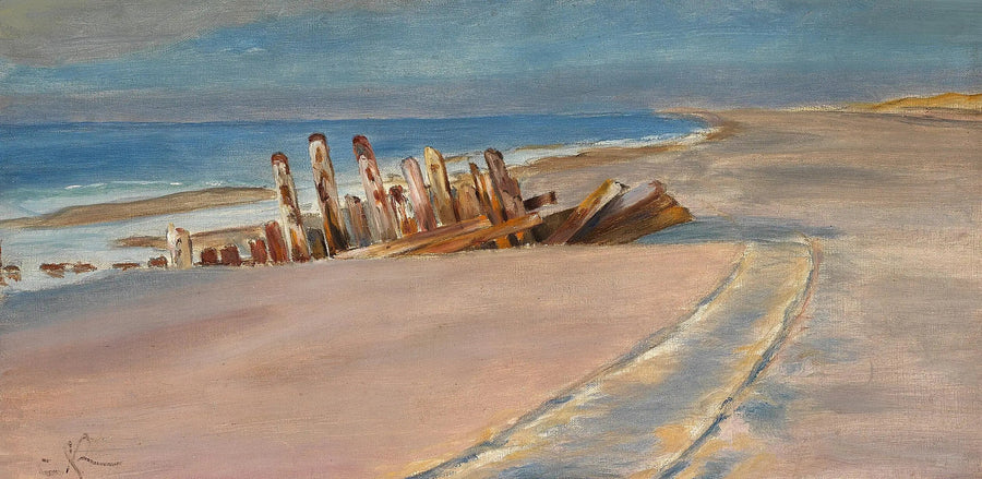 스케이겐 북부 해변의 난파선. 모래 위에 깊은 바퀴 자국. - 페더 세베린 크뢰이어