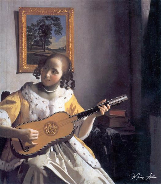 Une femme jouant de la guitare - Johannes Vermeer - Reproductions de tableaux et peintures haut de gamme