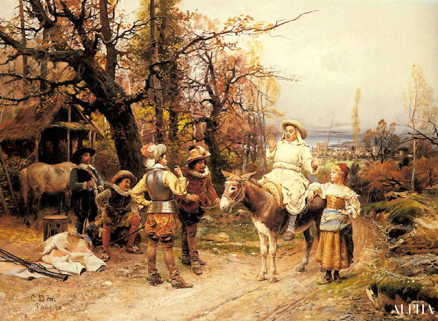 Une halte en chemin - Cesare-Auguste Detti Reproductions de tableaux à la peinture à l’huile
