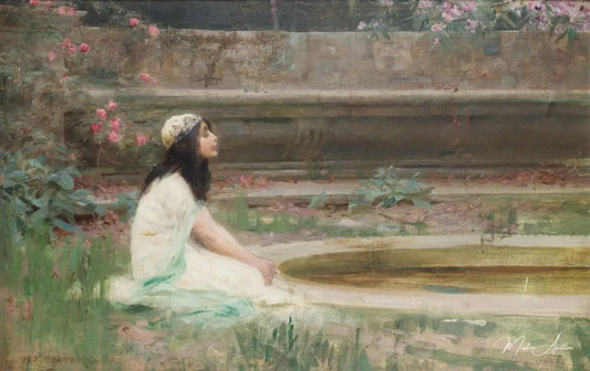 Une jeune fille au bord d'une piscine - Herbert Draper - Reproductions de tableaux et peintures haut de gamme