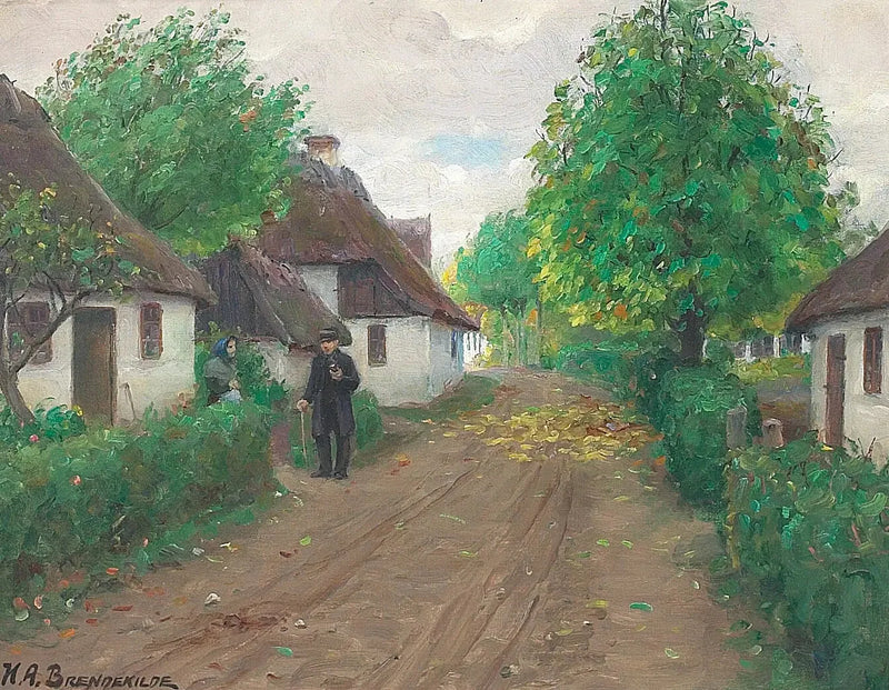 두 사람이 이야기하는 마을의 길

Source:
Une route de village avec deux personnes qui discutent. - H. A. Brendekilde