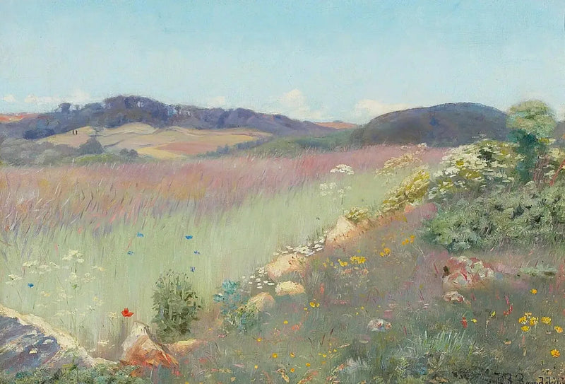 덴마크 여름 풍경과 꽃이 어우러진 모습 - H. A. Brendekilde

Source:
Une vue sur un paysage d'été danois avec des fleurs. - H. A. Brendekilde