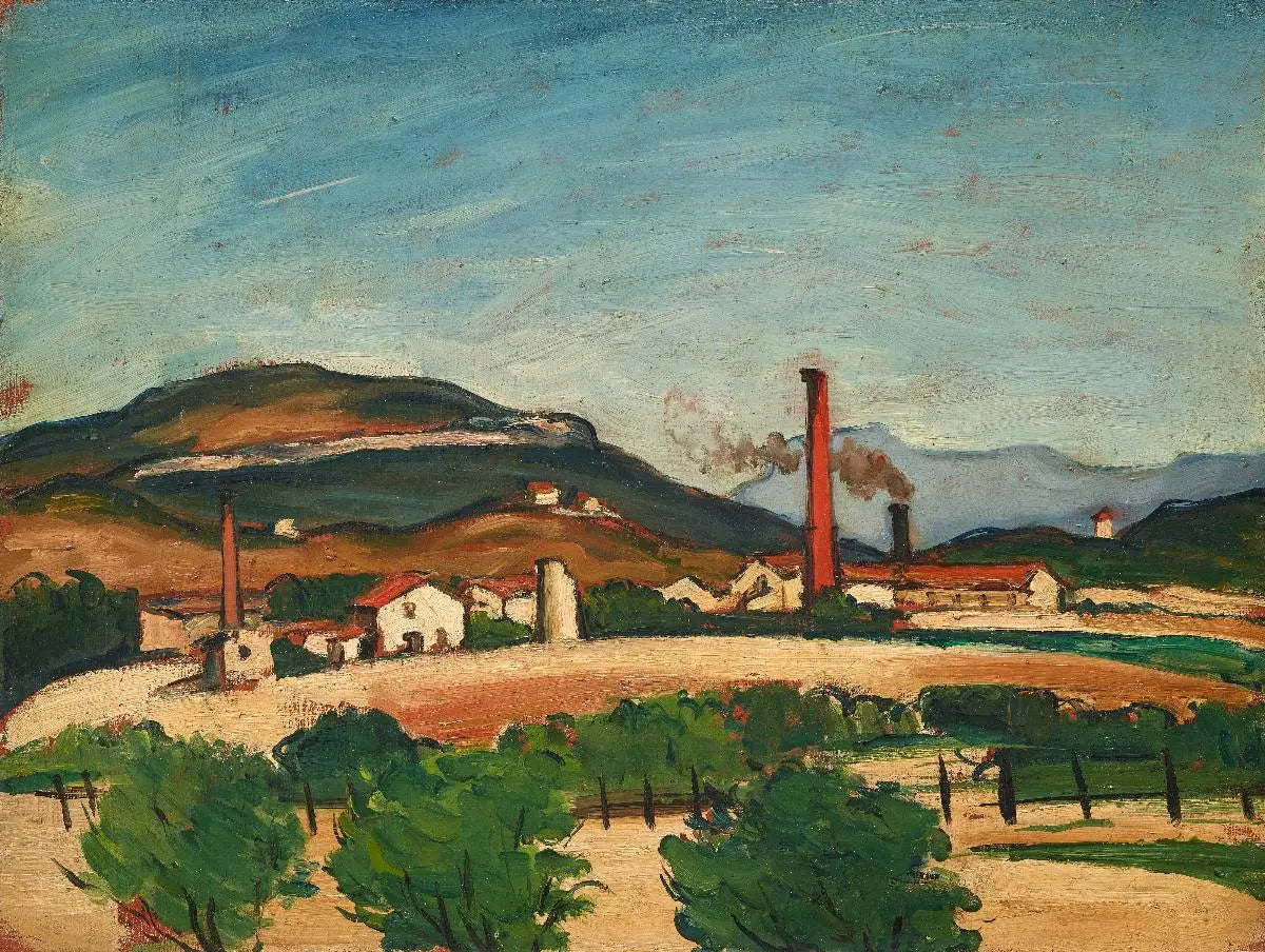 Reproduction du tableau « Usines près du Mont de Cengle - Paul Cézanne » par Alpha Reproduction en peinture à l’huile