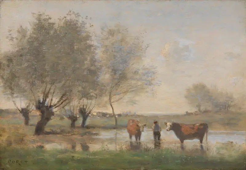 Vaches dans un paysage marécageux - Jean-Baptiste Camille Corot - Alpha Reproduction