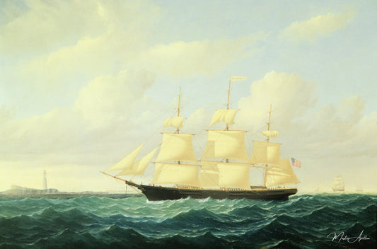 Vague déferlante Clipper Ship au large du phare de Boston, 1855 - William Bradford - Reproductions de tableaux et peintures haut de gamme