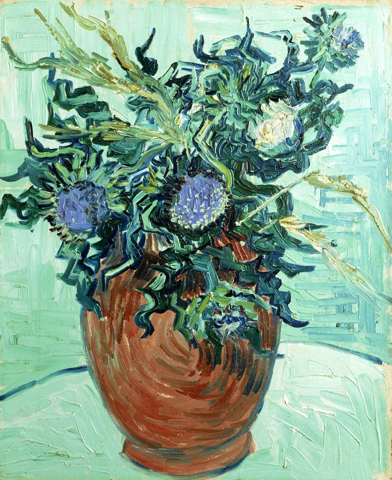 꽃과 엉겅퀴가 있는 꽃병 - Vincent van Gogh
