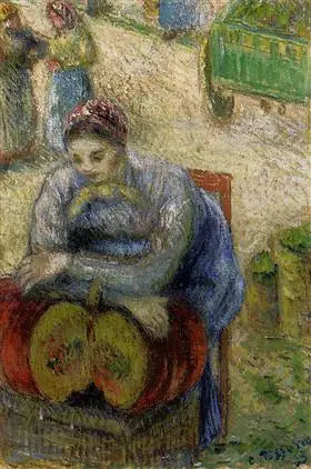 Vendeuse de citrouilles au marché - Camille Pissarro image 1 copie peinte à la main à l’huile