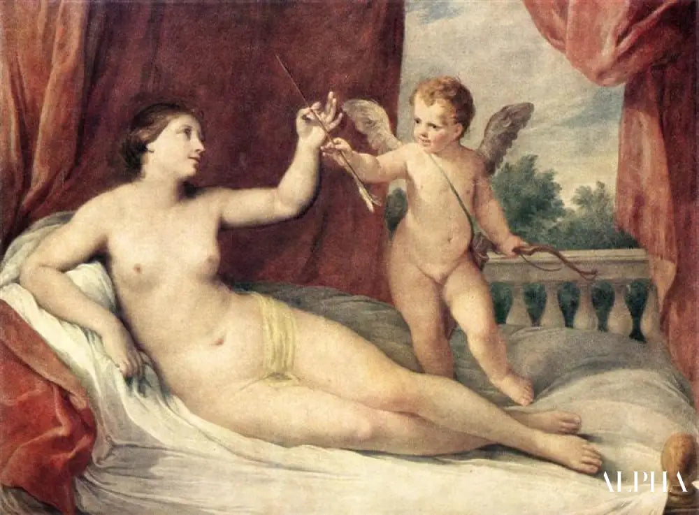 Vénus couchée avec Cupidon - Guido Reni Reproductions de tableaux à la peinture à l’huile