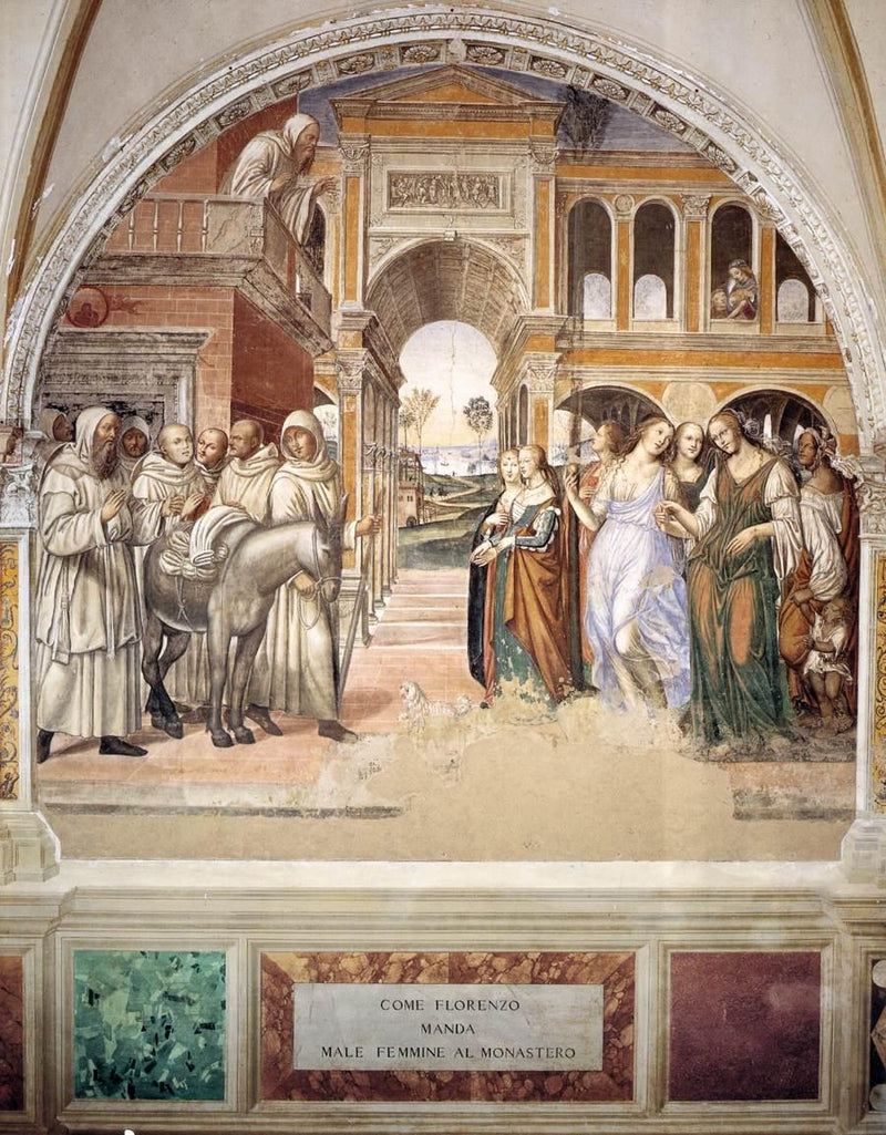 성 베네딕트의 생애, 장면 19: 베네딕트가 매춘부들을 쫓아내다 - 일 소도마 (조반니 안토니오 바지)