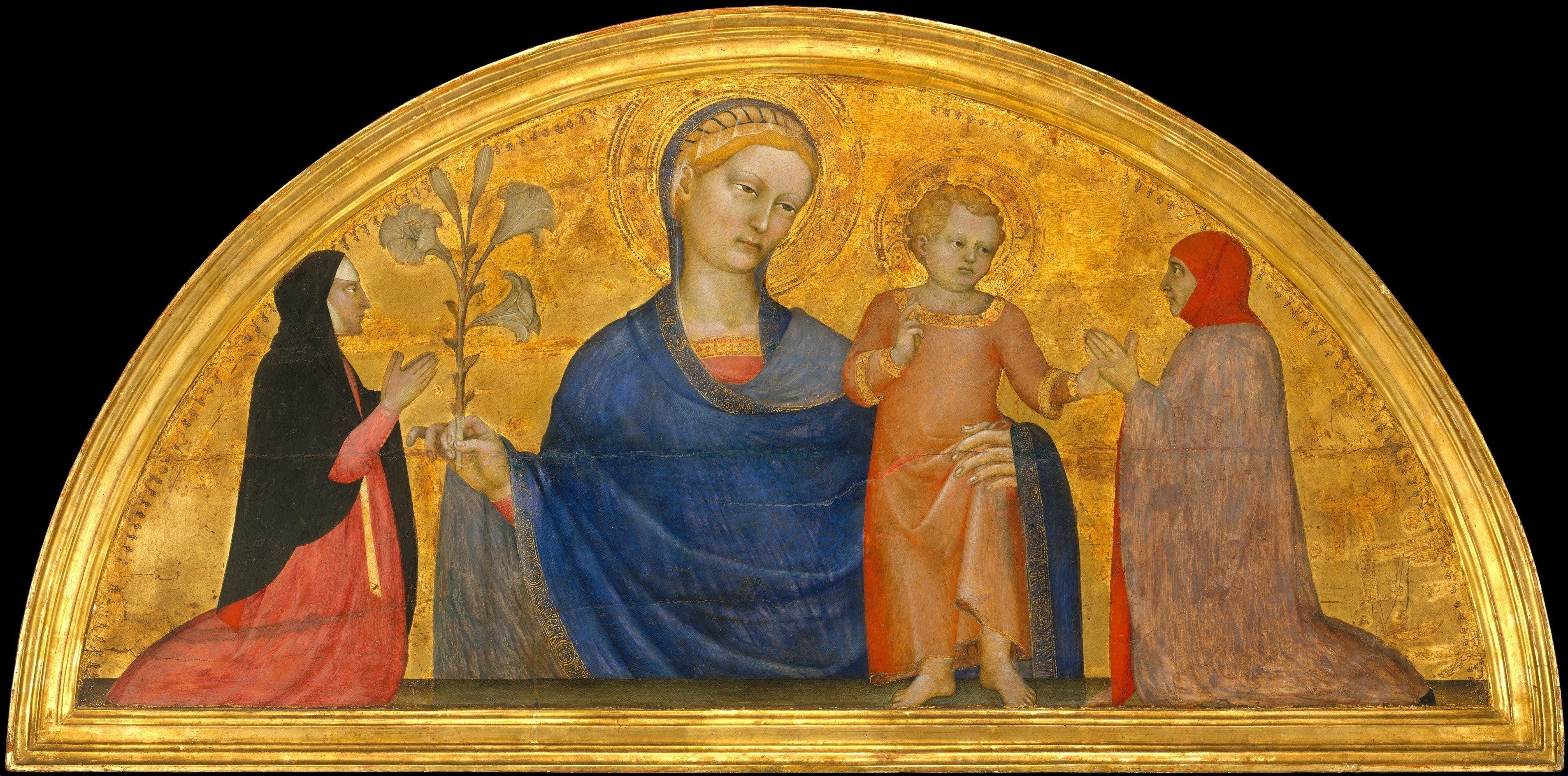 Vierge à l'Enfant avec des donateurs - Giovanni da Milano image 1 reproduction artisanale de tableau