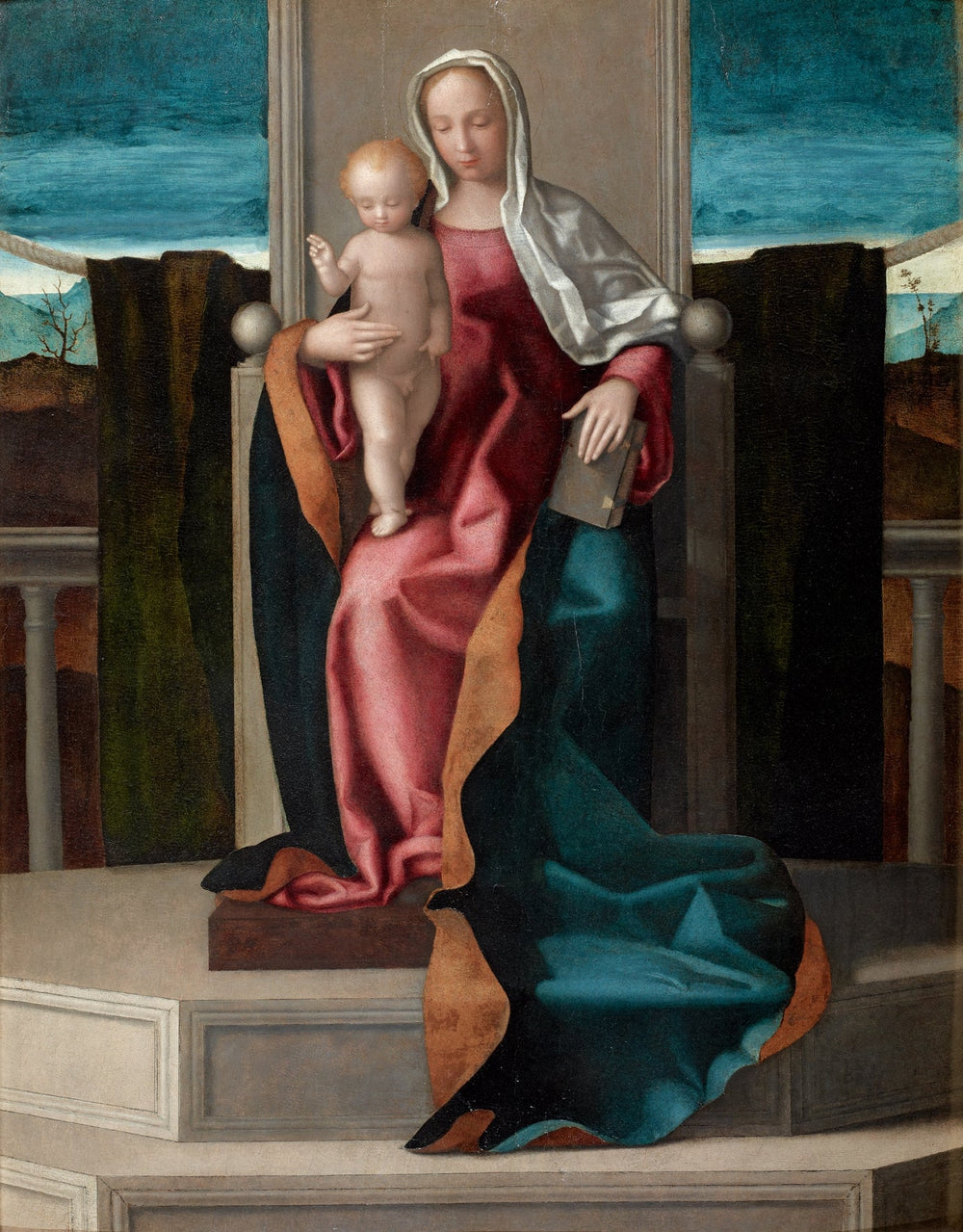 Vierge à l'Enfant sur un trône - Giovanni Bellini image 1 reproduction de peinture à l’huile