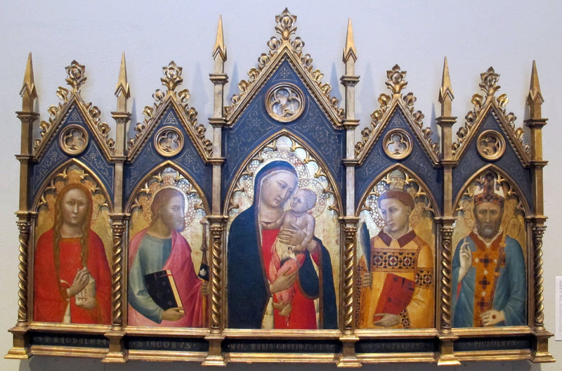 어린이 성모상, 성 마리아 마들렌, 성 야고보 대사도, 성 스테파노, 그리고 주교와 함께 - Allegretto Nuzi