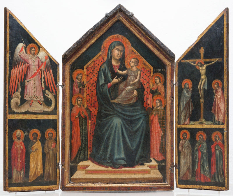 성모자와 함께 앉아 있는 성녀 루치, 마르그리트, 마리아 마달레나, 그리고 알렉산드리아의 캐서린 - 성 세실리아의 마스터