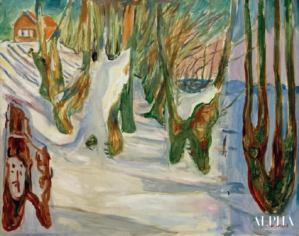 Vieux arbres (Hiver, Ekely) - Edvard Munch - Reproductions de tableaux et peintures haut de gamme