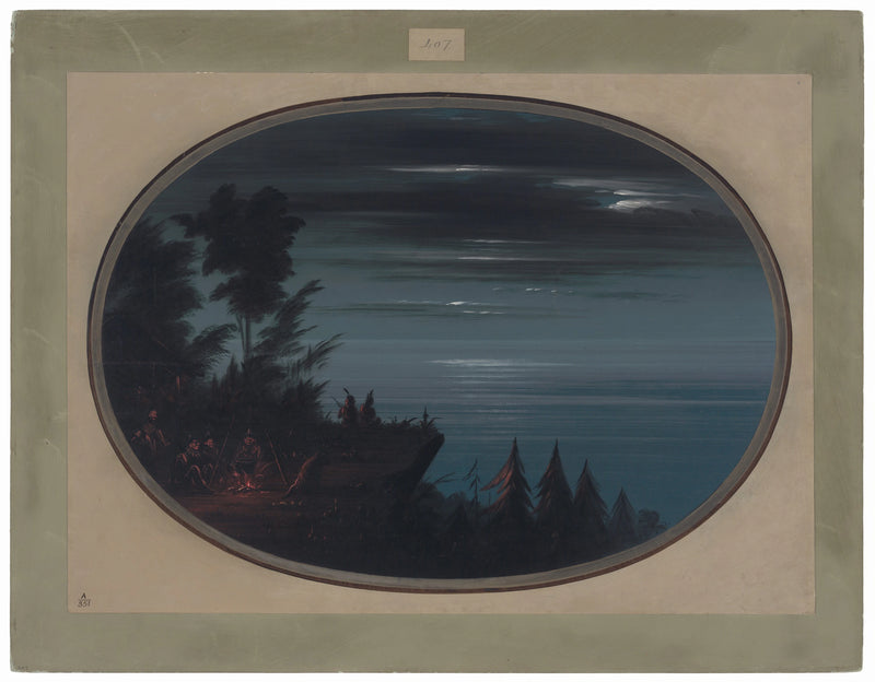 Village de Nayas la nuit - George Catlin