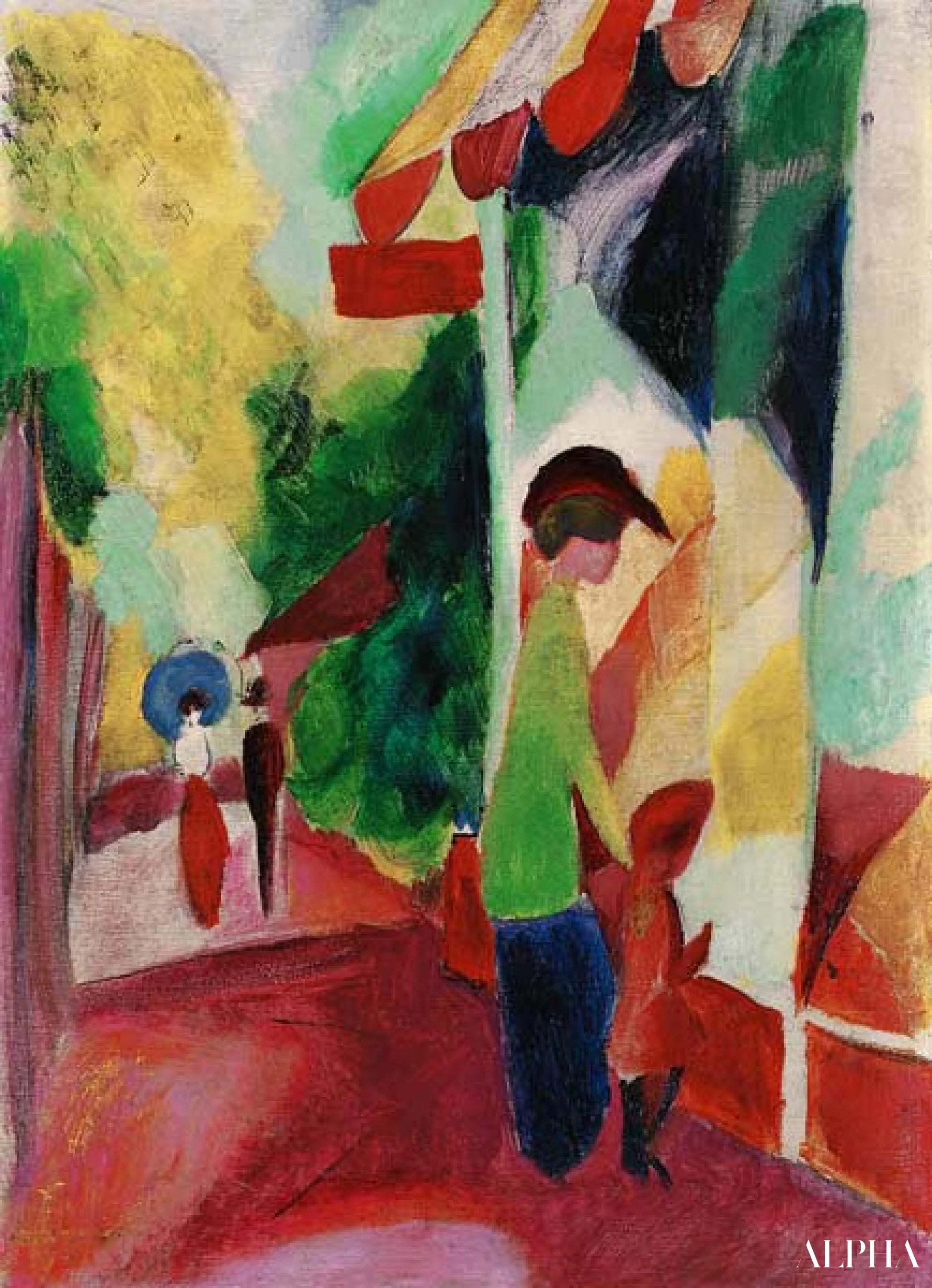 가게 진열창과 노란 나무들 - August Macke - 고급 그림 및 회화 복제품