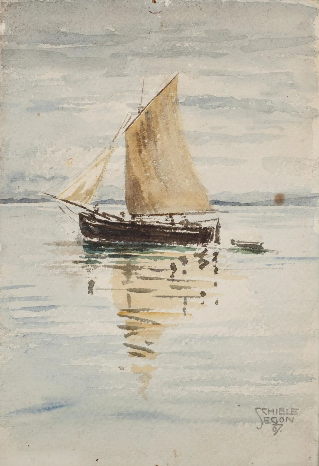 Voilier avec reflets - Egon Schiele image 1 reproduction de peinture à l’huile