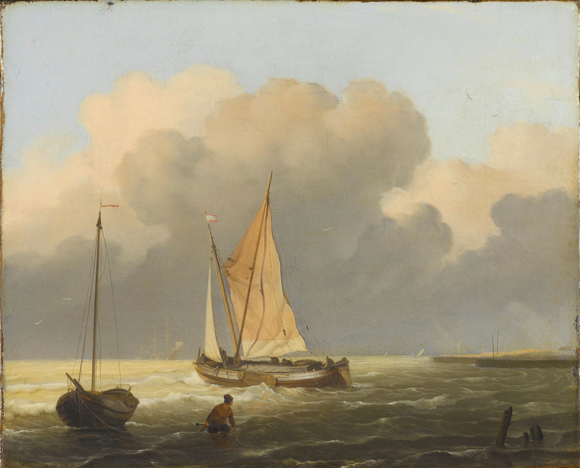 Vue côtière avec péniche - Ludolf Bakhuizen