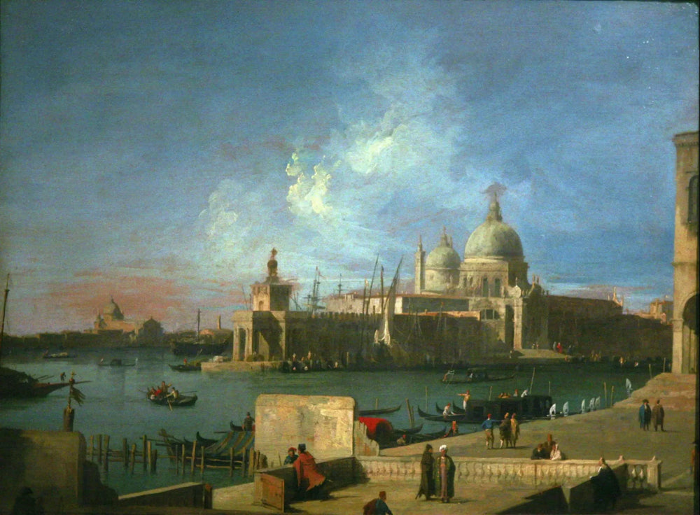 Vue de Santa Maria della Salute, depuis l'entrée du Grand Canal - Canaletto image 1 copie de tableau peinte à la main