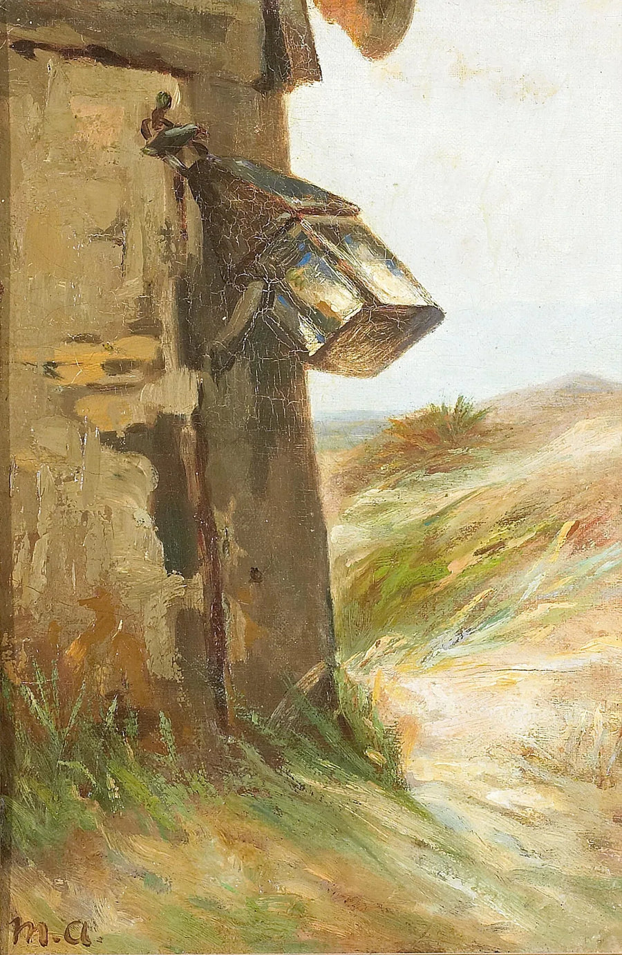 Vue des dunes et d'une lanterne sur une maison. - Michael Peter Ancher