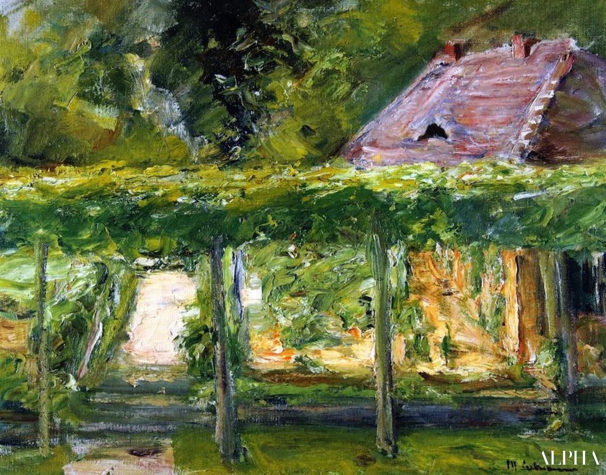 서쪽 후 정원의 높이 솟은 보리수 나무 울타리 전망 - Max Liebermann - 고급 그림 및 회화 복제본