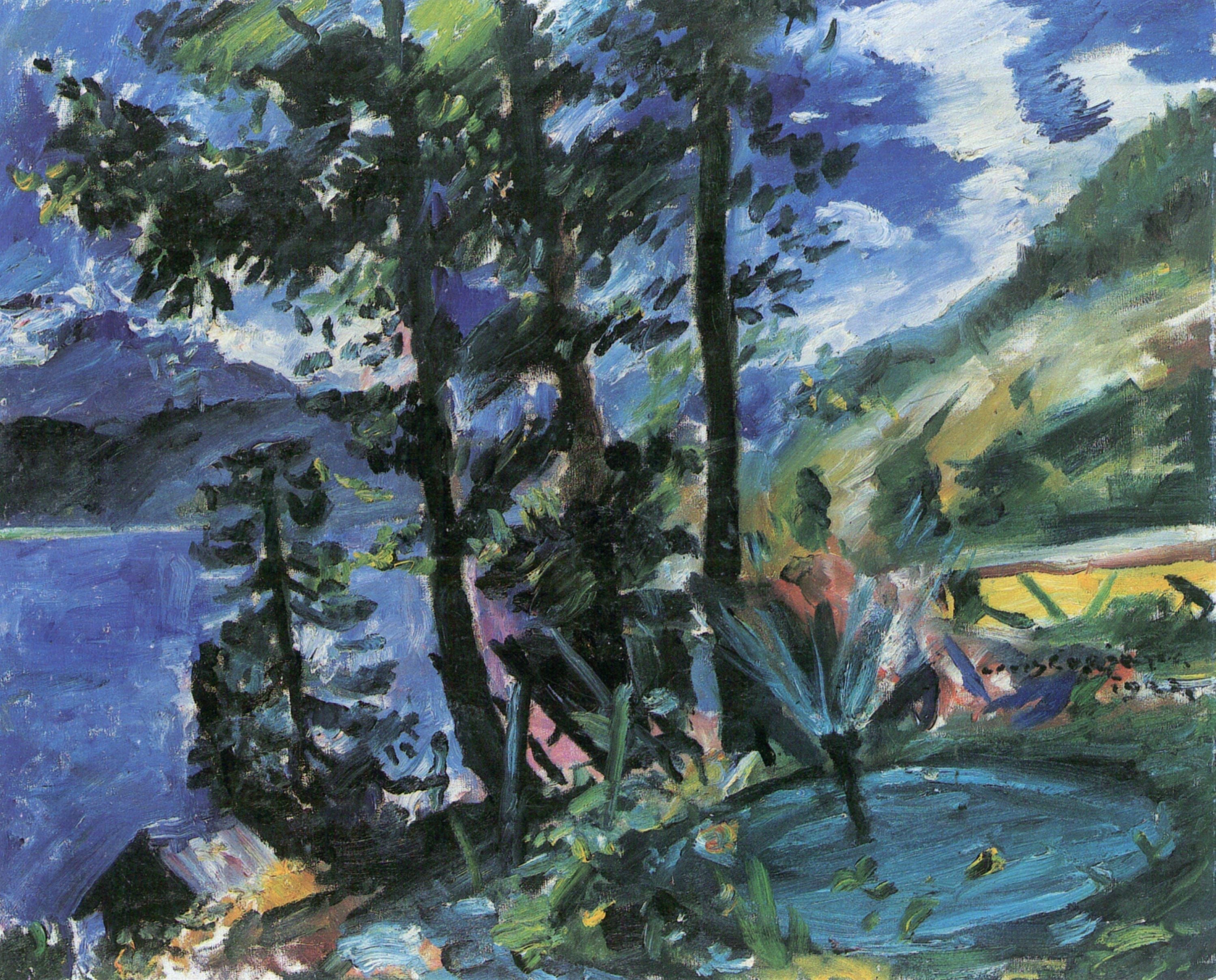Walchensee mit Springbrunnen - Lovis Corinth image 1 copie de tableau peinte à la main