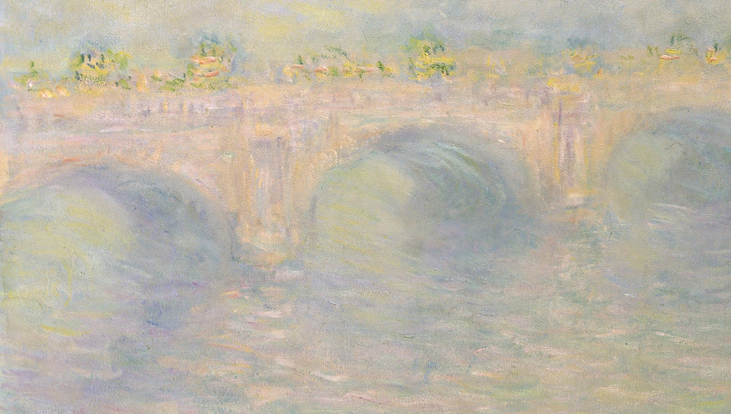 Détail du pont et des reflets pastel sur la Tamise dans Waterloo Bridge, effet de soleil W1593